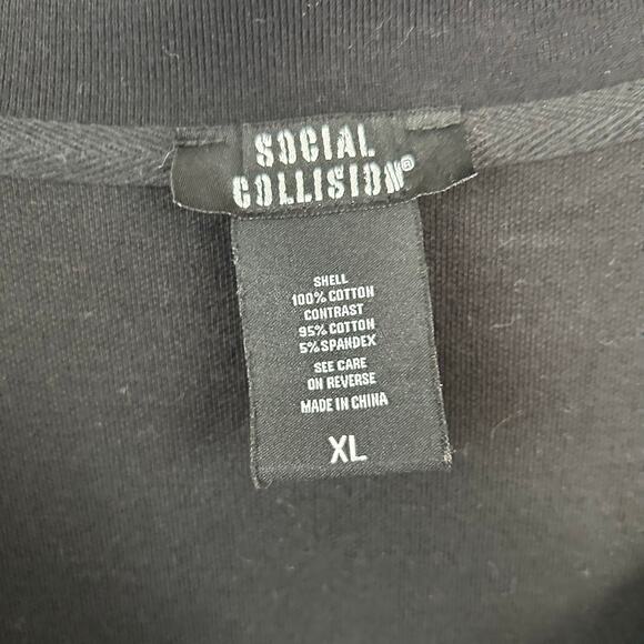 Social Collision Women Short Sleeve Mini Shirt Dress Goth School Black Size XL - Picture 3 of 5